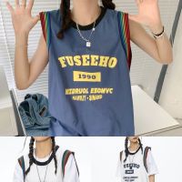 F1?ส่งไว เสื้อยืดแขนกุดคอกลม ขอบแขนรุ้ง ลาย FUSEEHO 2 สี