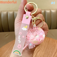 ?【Lowest price】Wonderful พวงกุญแจกลิตเตอร์สำหรับผู้หญิงลายอมยิ้มเหลวสำหรับฤดูร้อนพวงกุญแจรูปเกล็ดหิมะแบบลอยได้