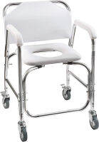 DMI Rolling Shower Chair, Commode, Transport Chair, Rolling Bathroom Wheelchair for Handicap, Elderly, Injured or Disabled, 250 lb. Weight Capacity, White