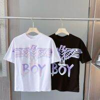 Boy London เสื้อยืดพิมพ์ลายแขนสั้นสำหรับเด็กผู้ชายอายุ20 23ปีสำหรับทั้งหญิงและชายปีกอินทรีลำลองทรงหลวมแขนครึ่งแขน2023แท้ใหม่จากอังกฤษ