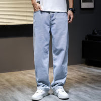 2022 Spring and Summer New Mens Loose Casual Jeans Youth Mens Stretch Straight Trousers Light Blue Brand Mens Clothing