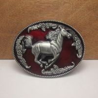 BuckleClub retro western running horse jeans gift belt buckle for men FP-02384 pewter finish 4cm width loop drop shipping