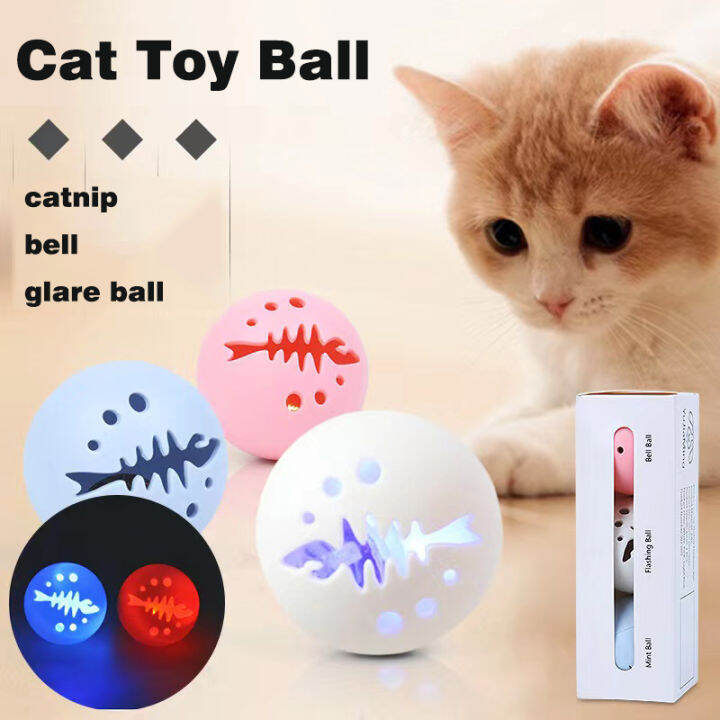 Cat Toy Ball Kitten Glowing Sound Fish Ball Toy Catnip Ball Set ...