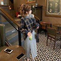 Fake Two-piece Sportswear Womens  Spring New Plaid Off Shoulder Hooded Loose Top