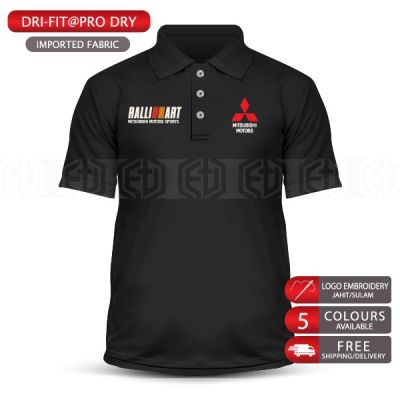 Dry Fit Lancer Mitsubishi Ralliart Microfiber Polo T Shirt Uni Racing Baju T-Shirt Shirts Motorsport Pakaian Murah