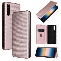 Sony Xperia 10 III Case, EABUY Carbon Fiber Magnetic Closure with Card Slot Flip Case Cover for Sony Xperia 10 III