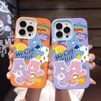 № 3 in 1 เคสโทรศัพท์มือถือ ซิลิโคน ลายหมีสีรุ้ง สําหรับ iPhone 14Promax 13 12 11 7Plus 7 X Xs Max XR