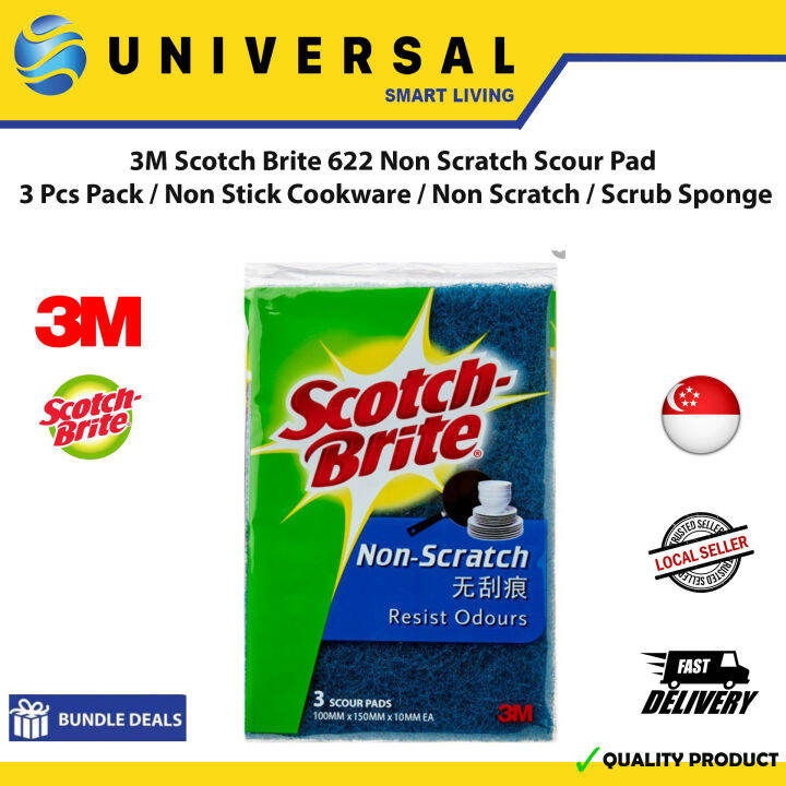 [SG SHOP SELLER] 3M Scotch Brite 622 Non Scratch Scour Pad 3 Pieces