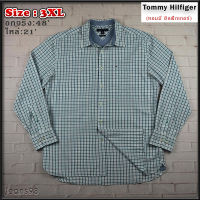 Tommy Hilfiger®แท้ อกจริง 48 ไซส์ 3XL เสื้อเชิ้ตผู้ชาย ทอมมี่ ฮิลฟิกเกอร์ สีกรมเขียว แขนยาว เนื้อผ้าดี