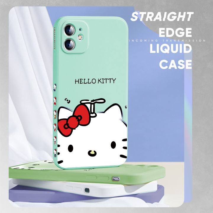 ggk-เคสสำหรับ-realme-c30s-น่ารัก-kity-สีขาวการ์ตูน-kity-กรณีโทรศัพท์ดีไซน์ด้านข้างแมวขอบสี่เหลี่ยมรูปแบบของเหลวปลอกซิลิโคนคลุมทั้งหมดเคสป้องกันกล้อง