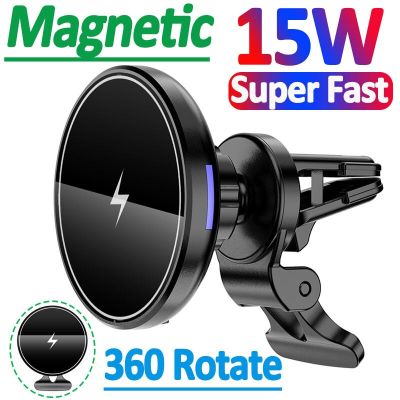 Strong Magnetic Car Wireless Charger for macsafe iPhone 14 13 12 pro max Air Vent Car Phone Holder Stand Fast Car Charging
