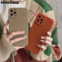 （ A Hot ） Earth Tones สีซิลิโคนอ่อนนุ่มเคสโทรศัพท์สำหรับ iPhone 14 13 12 11 Pro Max 7 8 Plus SE 2 X XR XS Max ฝาครอบป้องกันเลนส์กล้อง