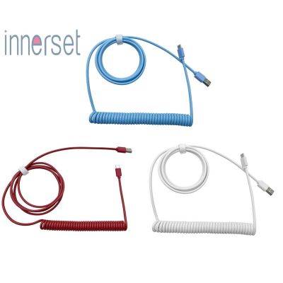 ▬■✔ [innerset] สายเคเบิลข้อมูลคีย์บอร์ดเชิงกล Type-C เป็น USB ขดลวดสปริงสายชาร์จ