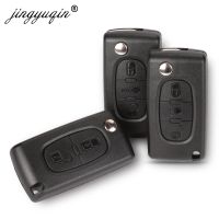 [New Changes] Jingyuqin 2/3ปุ่มพลิก Fob รถ Key Case Shell สำหรับ Peugeot 207 307 308 407 607 807 Partner Citroen C2 C3 C4 C5 C6 Xsara