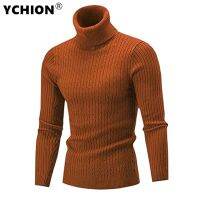 YCHION 2023 ฤดูใบไม้ร่วงฤดูหนาวผู้ชายเสื้อคอเต่าผู้ชายถัก Pullovers Rollneck ถักเสื้อกันหนาวผู้ชายอบอุ่นจัมเปอร์ Slim Fit Casual เสื้อกันหนาว