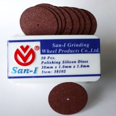 San-I Dental Grinding Wheel Polishing Silicon Resin Discs San-Polishing Silicon Discs for Dental and Jewelry Polishing 38mm x 1.0mm 100 pcs/ 1 Box