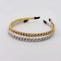 [HOT W] Gold Silver Metal Chain Headbands For Women Alloy Punk Stlye Hairbands Fashion Head Wrap Thin Hair Hoop Daily Hair Accessories