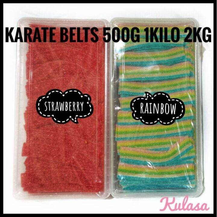 Karate Sour Belts Rainbow and Strawberry 500g 1 kilo 1.5 kilos 2 kilos