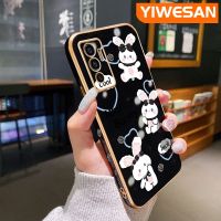 YIWESAN เคสสำหรับ Vivo V23e 5G,เคส Y75 V23E การ์ตูน Luck กระต่ายขอบสี่เหลี่ยมเคสมือถือดีไซน์ใหม่บางลายชุบผิวเคสฝาปิดเลนส์เต็มกล้องปกป้องเคสนิ่มกันกระแทก