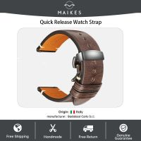 MAIKES Quick Release Watch Band Vegetable Tanned Leather Made in Italy Top Quality Bracelet 20mm 22mm Cow Leather Strap Cable Management