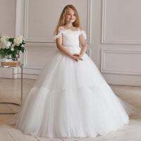 Classic Flower Girls Dresses For Wedding Fashion Ruffles Beaded Crystal Sash Pageant Gowns Floor Length Kids Princess Birthday