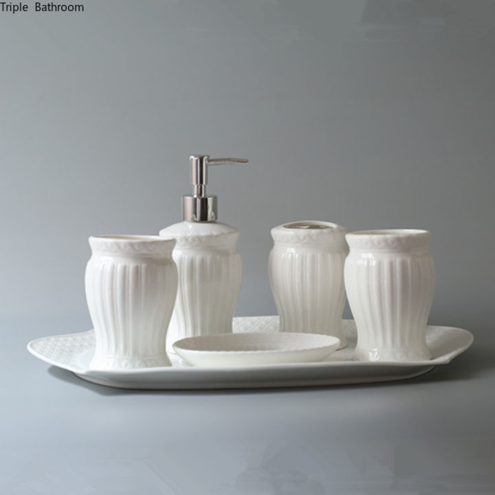 wshyufei-pure-white-ceramic-wash-accessories-set-bathroom-set-soap-dispense-toothbrush-holder-tray-home-wash-supplies