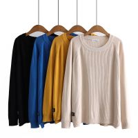 【มีไซส์ใหญ่】Plus Size Womens Knitted Solid Color Autumn Winter Sweaters Long Sleeved Casual Pullovers