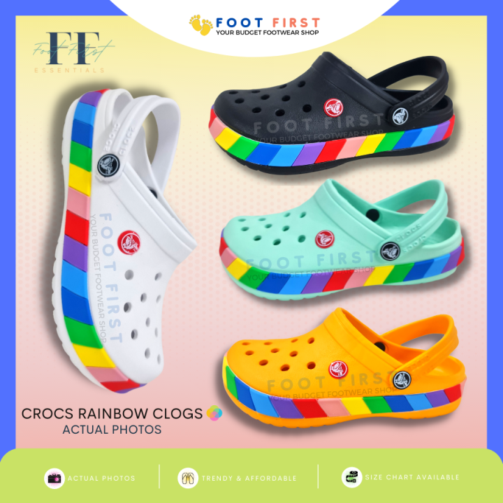 FOOT FIRST 36-40** CRCS RAINBOW SANDALS CLOGS ...