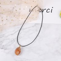 Handwrapped Raw Carnelian Necklace for Women Men Natural Stone Healing Crystal Chakra July Birthstone Wire Necklace