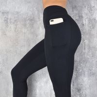 Black Sexy Women Yoga Sport Leggings Phone Pocket Fitness Running Pants Stretchy Sportswear Gym Leggings Slim Yoga Pant