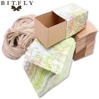 10PCs Novelty World Map Vintage Kraft Paper Candy Box Gift Bag Wedding Gift Baby Shower Favors Birthday Party Christmas Supply