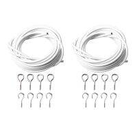 2X Curtain Wire and Hooks Set, 3 Meters Net Curtain Wirewith 8Pcs Screw-in Hooks for Net Curtain Rod