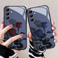 【Ready】? a54 mle A54 new simple red and blue rose tempered glass rd she high-end scone she galaa54 male and female s -clive i-f protective personali