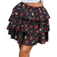 Summer Popular Women Floral Short Skirt Net Print Wrinkling Skirt Cute Sweet Girls Dance Skirts