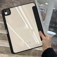 สำหรับ iPad 10.2 Gen8 Gen7 2021/20/19 Air4/5 10.9 Pro11 M2 2022 10th 9.7พร้อมฝาครอบที่ใส่ดินสอเคสพลิกอะคริลิค