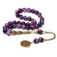 Rosario Di Agata Viola Naturale Regalo Musulmano Tasbih Islam Misbaha Perline Di Preghiera Onxy Da Uomo