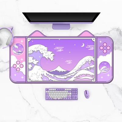 （A LOVABLE）ขนาดใหญ่พิเศษ Kawaii GamingPad น่ารัก PurpleGreatXXL โต๊ะเสื่อ Wateronslip อุปกรณ์โต๊ะแล็ปท็อป