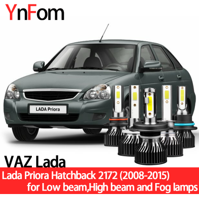 YNFOM LED headlights kit for VAZ Lada Priora Hatchback 2008-2015 low beam,high beam,fog lamp,car accessories,car headlight bulbs