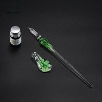 Glass Dip Pen Faux Crystal Ink Signature Inside Flower for Writing Art Decor Gift