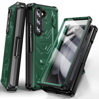 เคสปกป้องหน้าจอ Samsung Galaxy Z Fold5หุ้มเกราะกรอบด้านหลังสีด้านสำหรับ Samsung Galaxy Z Fold5 5G Z พับ5 SM-F946B 7.6 "เคสคาร์บอนไฟเบอร์พีซีรองรับความหรูหรากันกระแทก