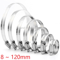 8mm ~ 120mm Stainless Steel Drive Hose Clamps Tri Gear Worm Fuel Tube Water Pipe Fixed Clip Springตะคริว-lihaichao