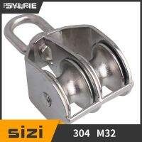 M32 32mm Swivel Stainless Steel 304 Double Pulley Block Chain Traction Wheel