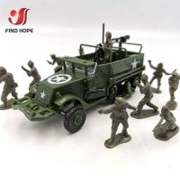 1:72 M3 Half Track Military Armored Vehicle Assembly Model Toy For Action Figure Carrier Car+10pcs Soldiers Models