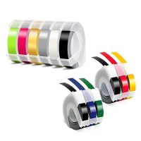 9mm x 3M for Dymo Embossing Label Machine &amp; White on Black/ Clear/ Silver/ Gold/Fluorescent Pink/Fluorescent Green