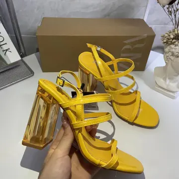 Yellow hot sale thick heels