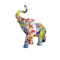 1PC Colorful Buddha Elephant Statue Ornament Figurine Ornaments Resin Crafts for Fortune Wealth Home Office Decor Lucky Gifts