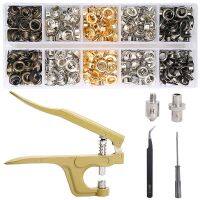 Brass Eyelets with Multifunctional Pliers Kit 5mm/10mm Leather Grommet Round Eye Rings for Shoes Bag Belt Scrapbooking