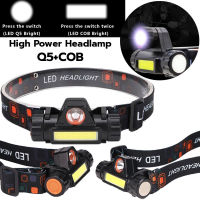 Hight Power Headlamp LED Q5+COB 1,500LM USB Rechargeable Waterproof