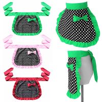 Cute Princess Polka Dots Apron Lace-up Bowknot Half-length Housekeeping Restaurant Cooking Work Cleaning Tools Aprons For Women Aprons