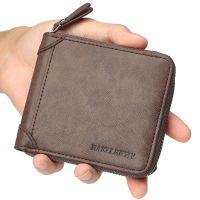 FreeShipping 20RM Men Leather Wallet Slim Short Purse Casual Zip Wallet Card Holder Purse